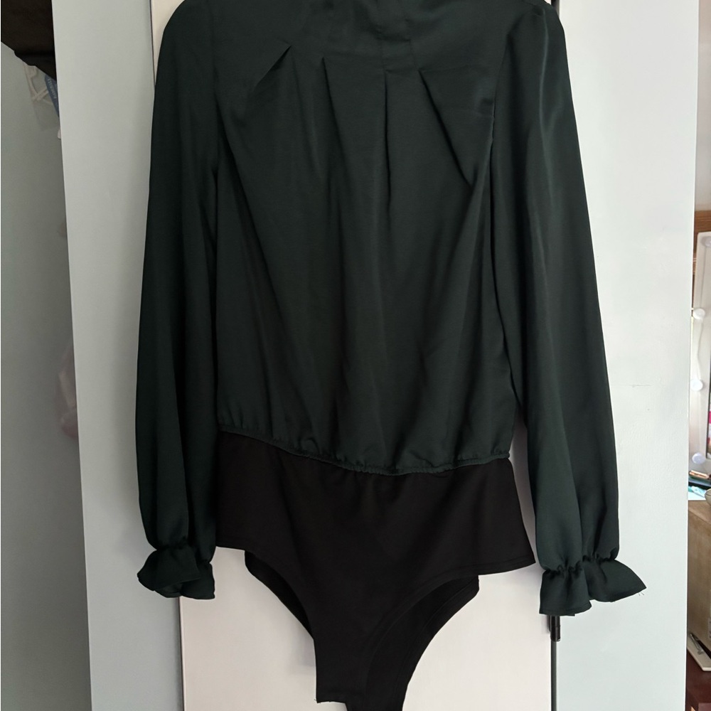 Source Unknown Dark Green and Black Bodysuit